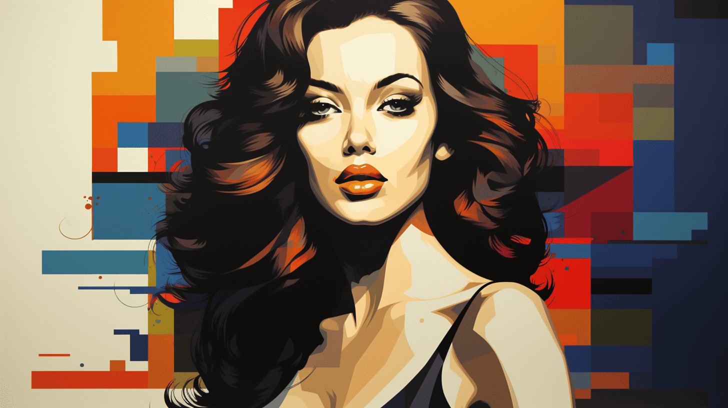 Woman with colour blocks range in background amber red white